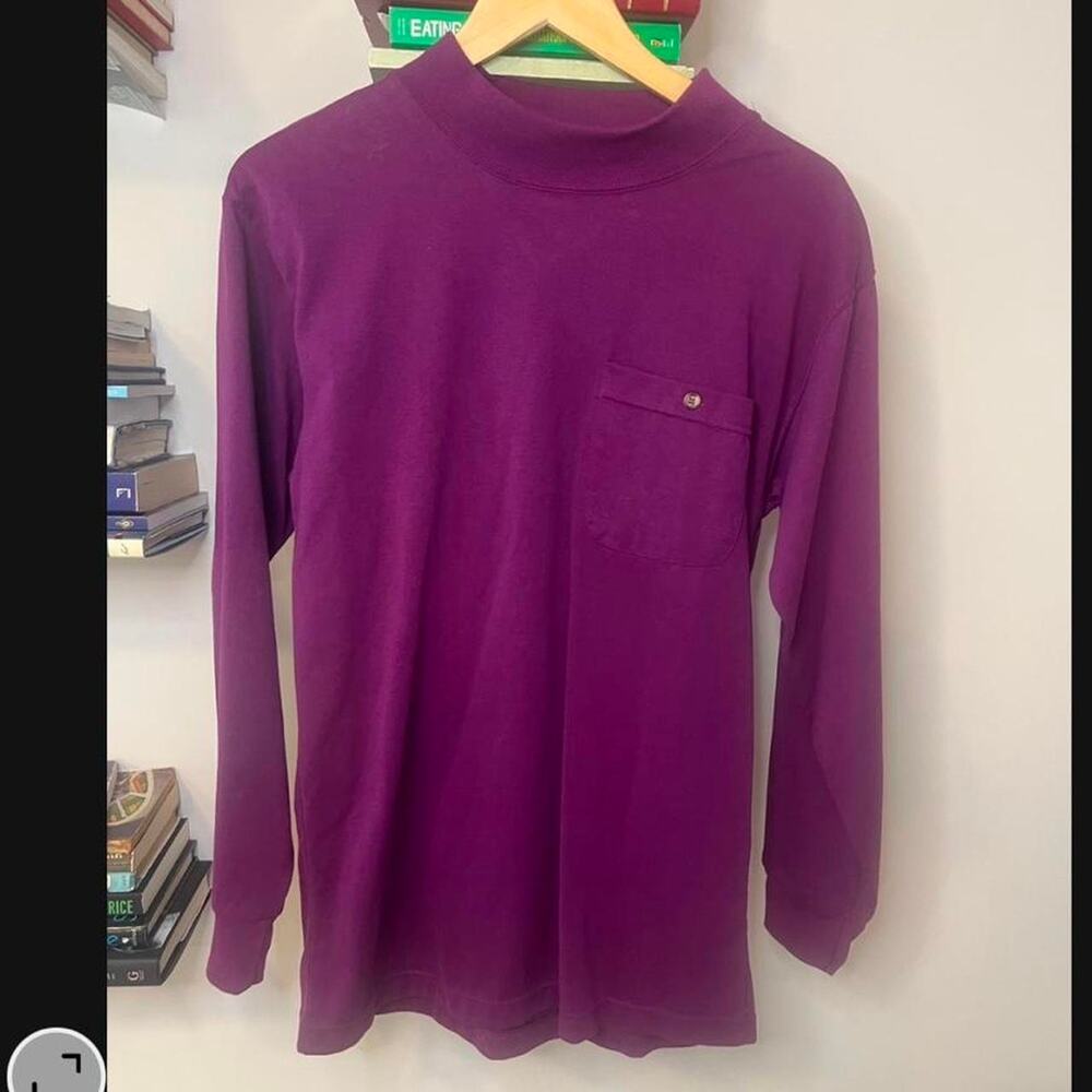 Vintage Purple Mock Neck Long Sleeve with Pocket  - New with Tags